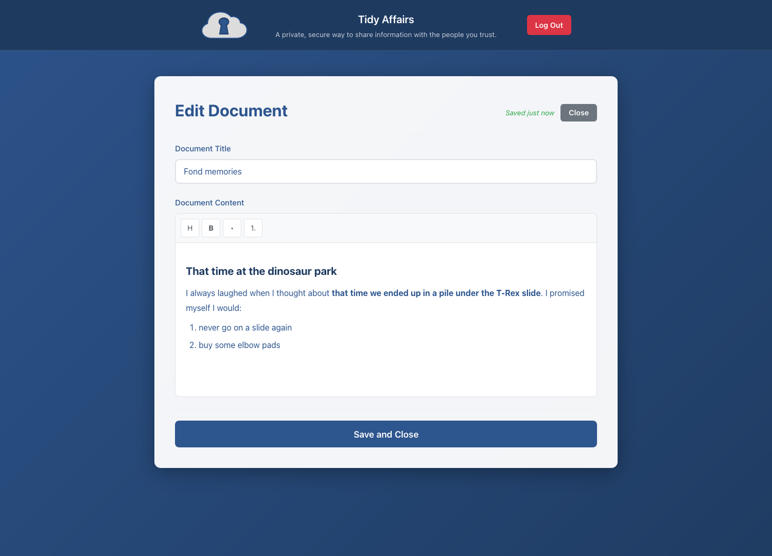 Document editor with rich text formatting